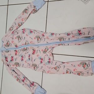 Caden Lane Pink and Blue Owl Print Kids Footie 18-24